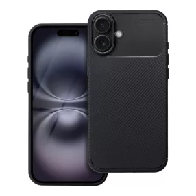   iPhone 16 Plus szilikon tok, hátlaptok, telefon tok, karbon mintás, fekete, Carbon Premium