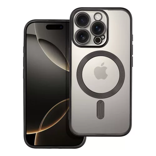 iPhone 16 Pro hátlaptok, telefon tok, MagSafe kompatibilis, kamera védelemmel, fekete, Electro Mag Cover