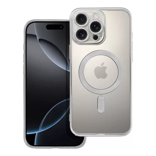 iPhone 16 Pro Max hátlaptok, telefon tok, MagSafe kompatibilis, kamera védelemmel, magsafe, ezüst, Electro Mag Cover