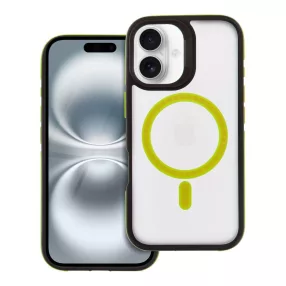   iPhone 16 hátlaptok, telefon tok, MagSafe kompatibilis, sárga, Neo MagSafe