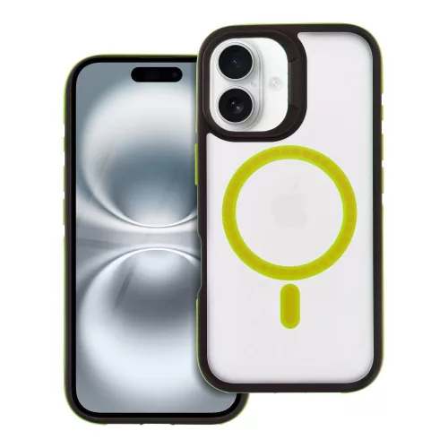 iPhone 16 hátlaptok, telefon tok, MagSafe kompatibilis, sárga, Neo MagSafe