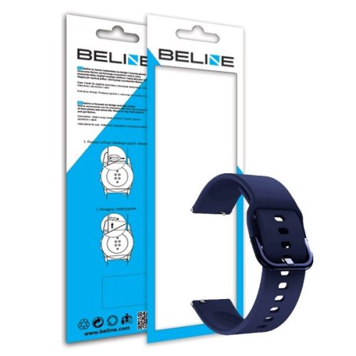 Beline sötétkék okosóra szilikon szíj 20mm, Samsung Galaxy Watch / Watch Active / Garmin / Huawei Watch GT2 42mm,