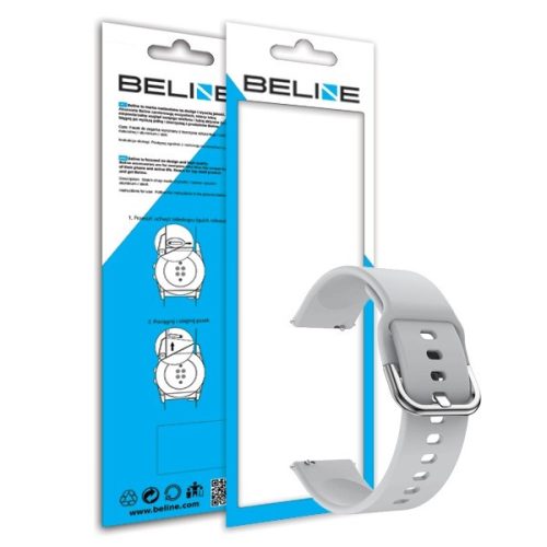 Beline szürke okosóra szilikon szíj 20mm, Samsung Galaxy Watch / Watch Active / Garmin / Huawei Watch GT 2 42mm