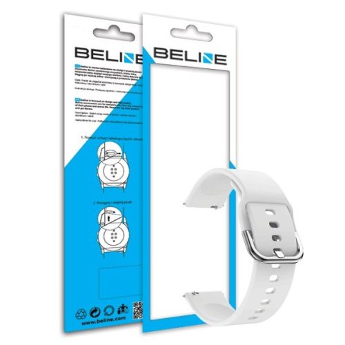 Beline fehér okosóra szilikon szíj 20mm, Samsung Galaxy Watch / Watch Active / Garmin / Huawei Watch GT2 42mm
