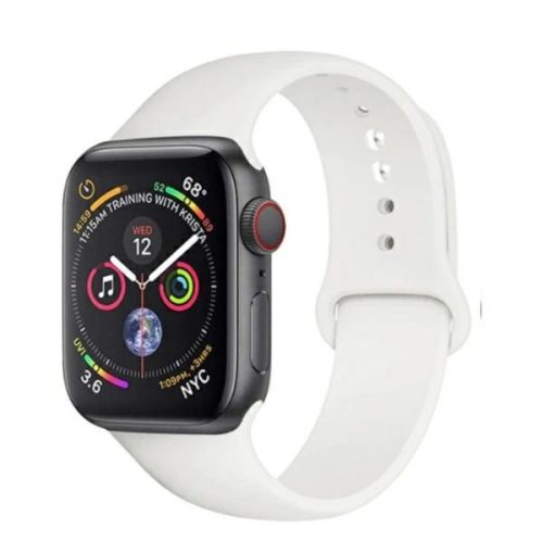 Apple Watch 4/5/6/7/8/9/SE/SE2 okosóra szíj, 38/40/41mm kompatibilis, szilikon, fehér, Beline