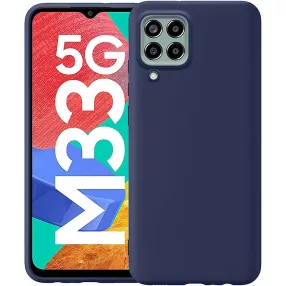   Samsung Galaxy M33 5G szilikon tok, hátlaptok, telefon tok, velúr belsővel, matt, kék, Silicon