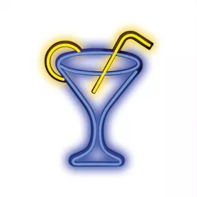   Neon plexi LED lámpa, Cocktail, falra akasztható, kék-sárga, Neolia FPNE02