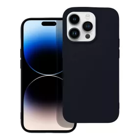   iPhone 14 Pro szilikon tok, hátlaptok, telefon tok, velúr belsővel, matt, fekete, Silicon