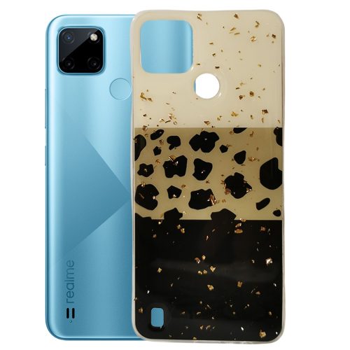 Realme C21Y / C25Y hátlaptok, telefon tok, kemény, leopárd mintás, Gold Glam Leopard print 2