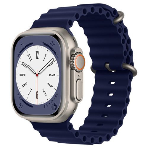 Apple Watch 6 / 7 / 8 / 9 / SE / SE 2 / Ultra / Ultra 2 okosóra szíj, szilikon, kék, 42/44/45/49mm, Techsuit