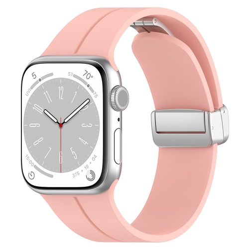 Apple Watch 6 / 7 / 8 / 9 / SE / SE 2 okosóra szíj, szilikon, rózsaszín, 38/40/41mm, Techsuit