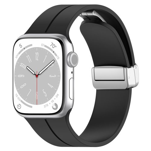 Apple Watch 6 / 7 / 8 / 9 / SE / SE 2 okosóra szíj, szilikon, fekete, 38/40/41mm, Techsuit