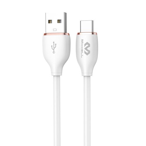 USB-C (Type-C) adatkábel, töltőkábel, USB-USB-C, gyorstöltő, fehér, 6A 1.5m, Miccell VQ-D09