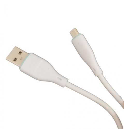 Micro USB adatkábel, töltőkábel, fehér, 2.4A 1m, Miccell VQ-D06