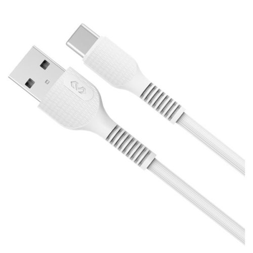 USB-C (Type-C) adatkábel, töltőkábel, USB-USB-C, fehér, 2.4A 1m, Miccell VQ-D88