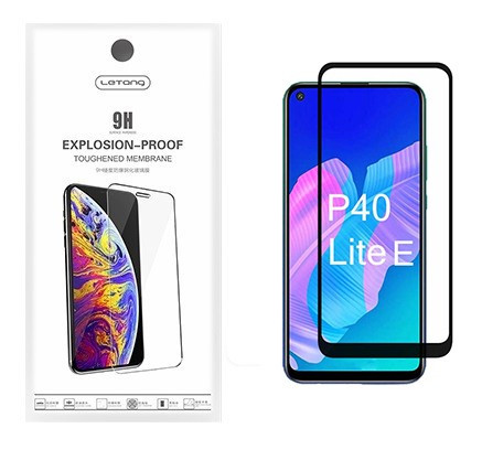 Huawei P40 Lite E üvegfólia, tempered glass, előlapi, edzett, fekete kerettel, Letang