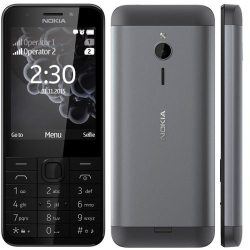 Nokia 230 mobiltelefon, dual sim, fekete (dark silver), kártyafüggetlen, magyar menüs