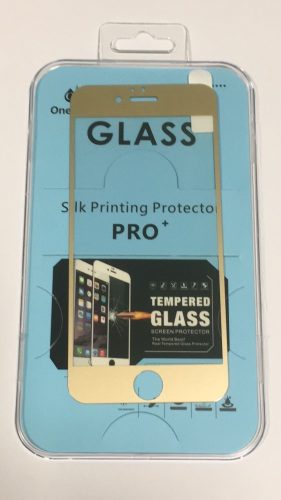 iPhone 6 / 6S üvegfólia, tempered glass, előlapi, edzett, arany kerettel, OnePlus