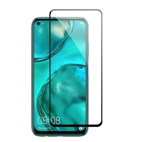 Huawei P40 Lite E / Y7P üvegfólia, tempered glass, előlapi, 9D, edzett, hajlított, fekete kerettel