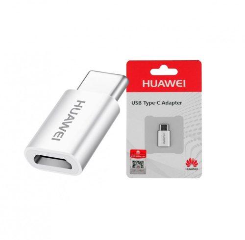 Adapter, Micro usb -> Type-C, fehér, gyári, csomagolt, Huawei AP52