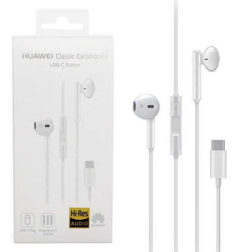 Huawei CM33 Mate 20 Pro / P30 Pro fehér gyári Type-C stereo headset, fülhallgató csomagolt