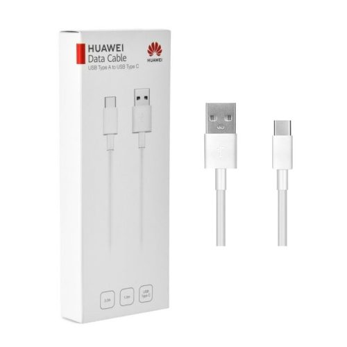 USB-C (Type-C) adatkábel, töltőkábel, USB-USB-C, fehér, gyári, 3A 1m, csomagolt, Huawei AP51/CP51