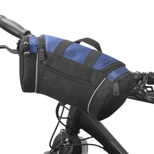 Kerékpáros mobiltelefon tartó, táska, kormányra rögzíthető, vízálló, fekete-kék, 5L, Sahoo (11494-B)