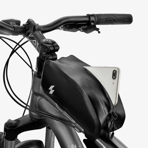 Univerzális kerékpáros / biciklis tartó, táska, vázra szerelhető, fekete, 1L, vízálló, Sahoo 122009