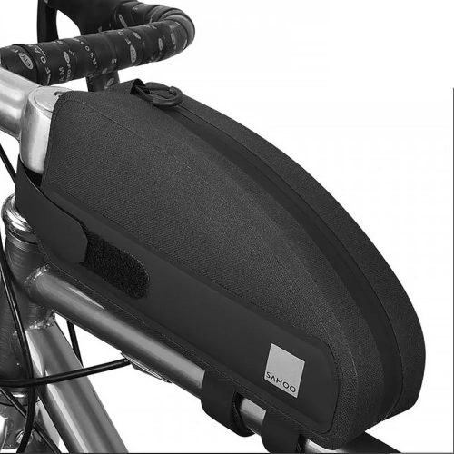 Kerékpáros mobiltelefon tartó, táska, vízálló, vázra rögzíthető, fekete, 1L, Sahoo (122032)