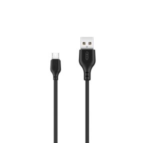   Micro USB adatkábel, töltőkábel, fekete, 2.1A 1m, XO NB103