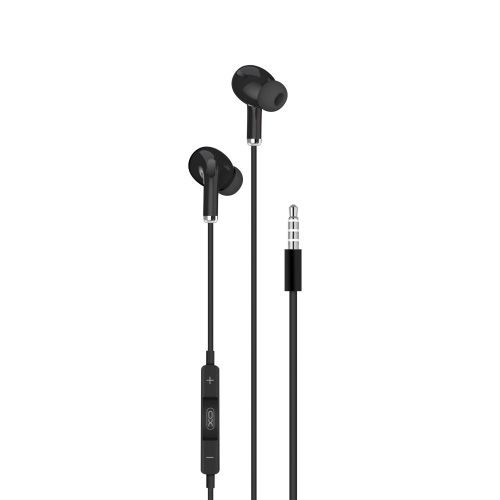 XO EP22 fekete 3,5mm jack hangerőszabályzós stereo headset, fülhallgató