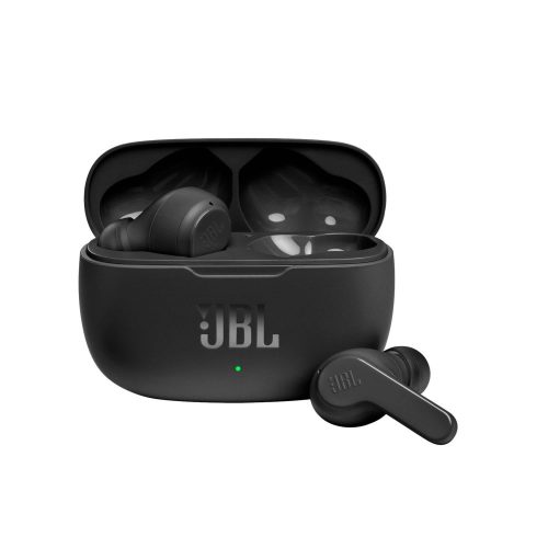 JBL vezeték nélküli fülhallgató, stereo bluetooth headset töltőtokkal, TWS, fekete, JBL Vibe 200