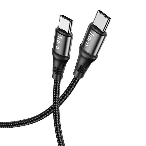 Hoco USB-C (Type-C) adatkábel, töltőkábel, szövet bevonat, fekete, 100W 5A 1m, Hoco X50