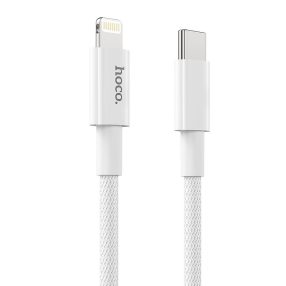   iPhone adatkábel, töltőkábel, iPhone 8pin, lightning - Type-C, szövet bevonat, fehér, 20W 3A 1m, Hoco X56