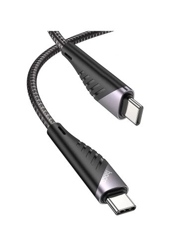 Hoco USB-C (Type-C) adatkábel, töltőkábel, Super fast charging, szövet bevonat, fekete, 3A 60W 1.5m, Hoco U95