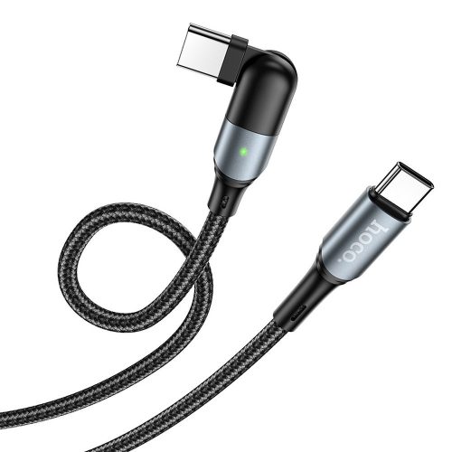 Hoco USB-C (Type-C) adatkábel, töltőkábel, szövet bevonat, fekete, 100W 5A 1.5m, Apple MacBook / laptophoz is jó, Hoco U100