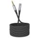 Audio hosszabbító kábel, jack 3.5mm / jack aljzat, szövettel bevont, fekete, 1M, Hoco UPA20