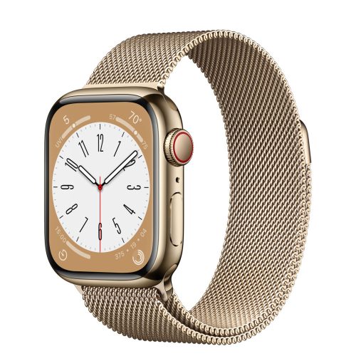 Apple Watch 4/5/6/7/8/9/SE/SE2 okosóra fém szíj, 38/40/41mm kompatibilis, arany, Devia Elegant Milanese