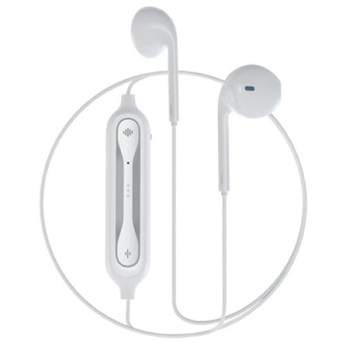 Devia EM019 fehér hangerőszabályzós bluetooth stereo headset, fülhallgató