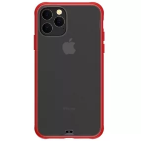   iPhone 11 Pro hátlaptok, telefon tok, piros kerettel, átlátszó, Devia Soft Elegant