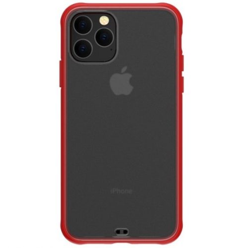 Telefon tok, iPhone 11 Pro hátlaptok, piros kerettel, átlátszó, Devia Soft Elegant
