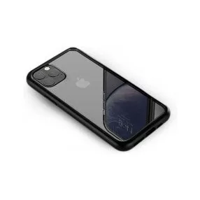   iPhone 11 Pro hátlaptok, telefon tok, ütésálló, fekete keretes, átlátszó, Devia Shark4