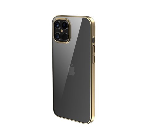 Telefon tok, iPhone 11 Pro Max hátlaptok, kemény, arany kerettel, átlátszó, Devia Glimmer
