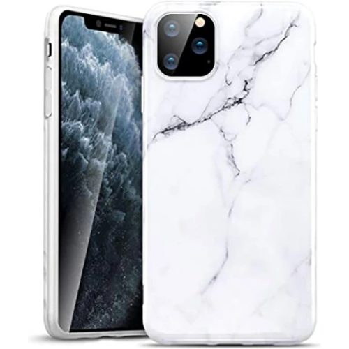 Telefon tok, iPhone 11 Pro hátlaptok, márvány mintás, fehér, Devia Marble
