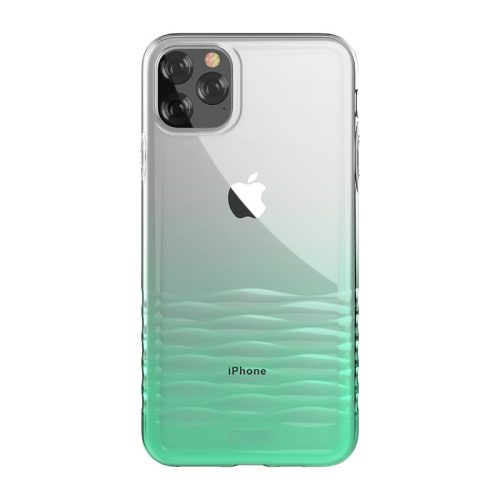 iPhone 11 Pro Max szilikon tok, hátlaptok, telefon tok, színátmenetes, átlátszó, zöld, Devia Ocean