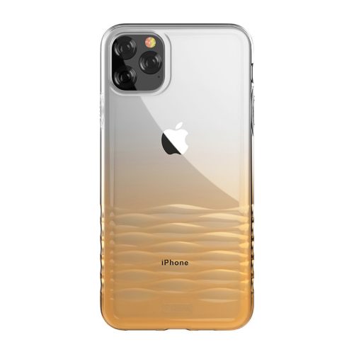 iPhone 11 Pro Max szilikon tok, hátlaptok, telefon tok, színátmenetes, átlátszó, arany, Devia Ocean