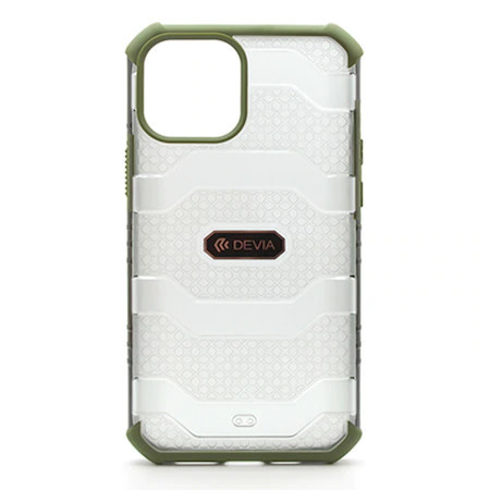 Telefon tok, iPhone 12 Mini hátlaptok, ütésálló, zöld kerettel, átlátszó, Devia Vanguard