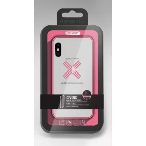   iPhone X / XS szilikon tok, hátlaptok, telefon tok, átlátszó, rózsaszín kerettel, Joway BHK30