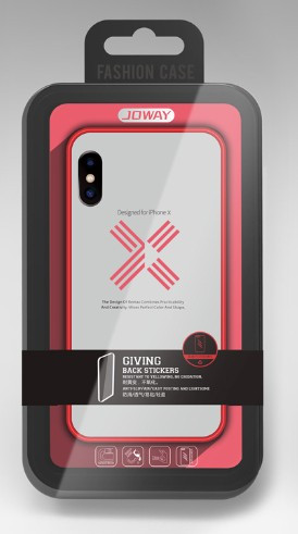 iPhone X / XS szilikon tok, hátlaptok, telefon tok, átlátszó, piros kerettel, Joway BHK30