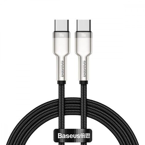 Baseus USB-C (Type-C) adatkábel, töltőkábel, fekete, szövet bevonat, 100W 5A 1m, Macbook, laptophoz is jó, Baseus Cafule Metal